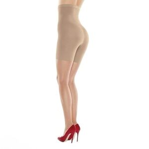NWT Love Your Assets By Sara Blakely Nude Hi-Waist Mid-Thigh Shaper, Size 4 (XL)